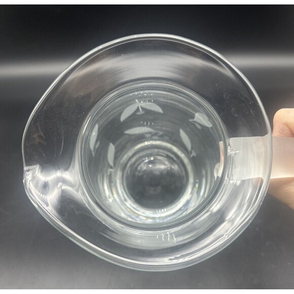 VTG Clear Glass Pitcher W/ Frosted Flowers & Frosted Applied Handle 9” EUC - Picture 5 of 7